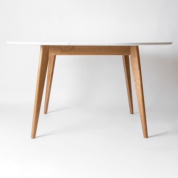 Стол раскладной Орион Plus 1000(+300), Дуб натуральный/Белая эмаль